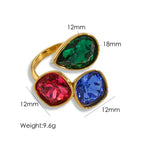 Gold Zircon Adjustable Ring