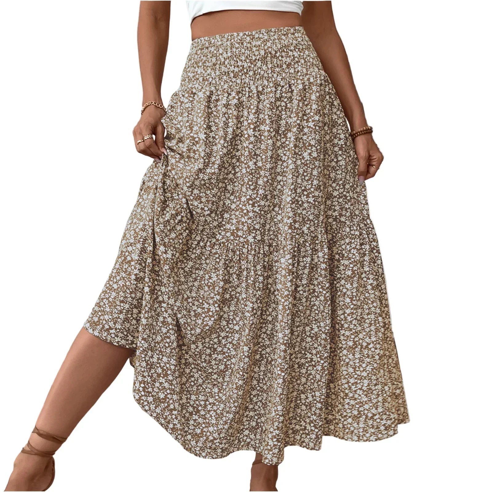 Floral Print Elastic Waist Loose - Piña Colada