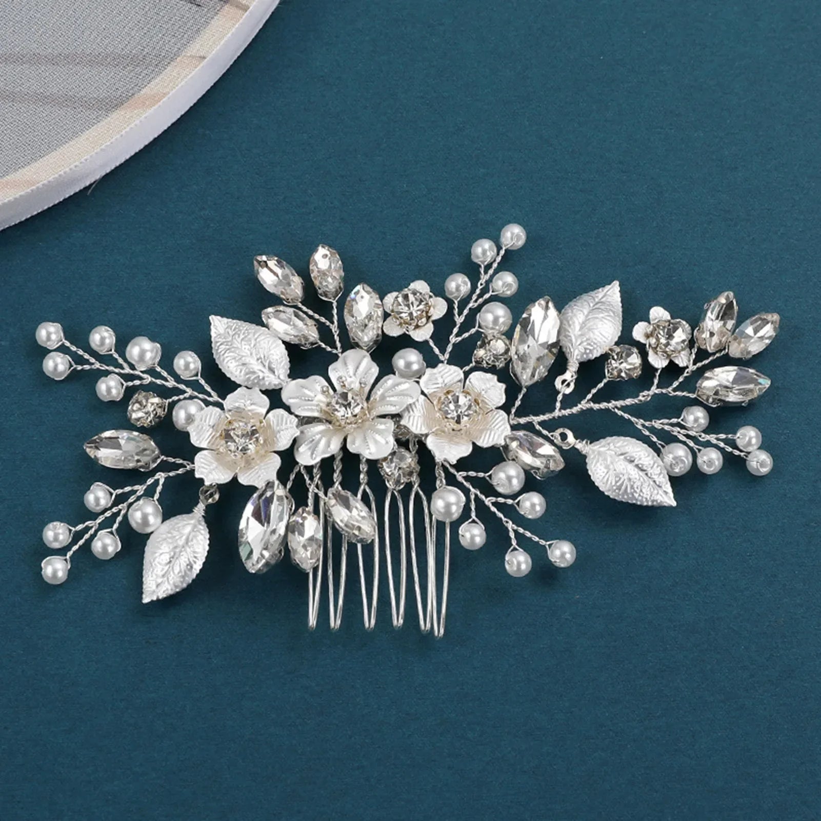 Crystal Pearl Hair Comb Clip - Piña Colada