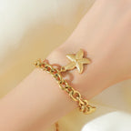 Stainless Steel Starfish & Moon Charm Bracelet - Piña Colada