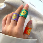 Elegant Rings Stainless Steel Muti Color Sun - Piña Colada