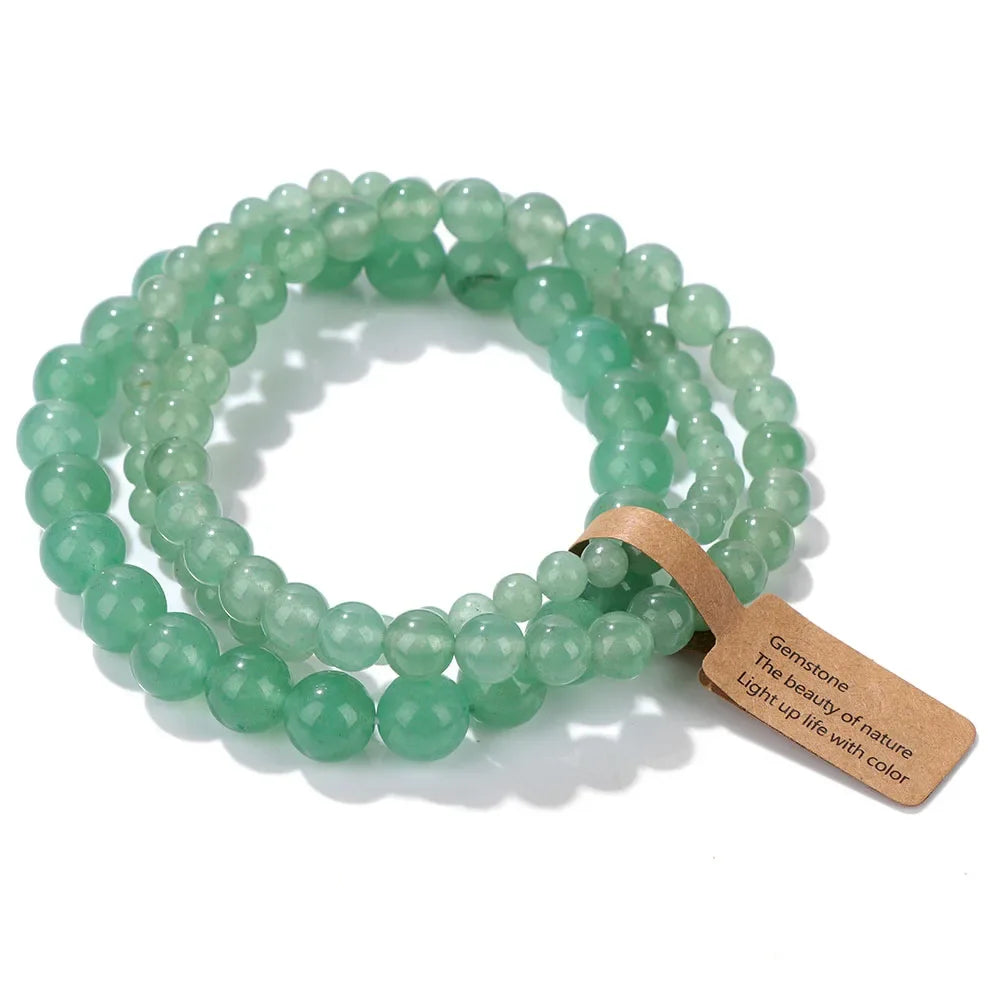 3Pcs Natural Stone Beaded Bracelets Set - Piña Colada
