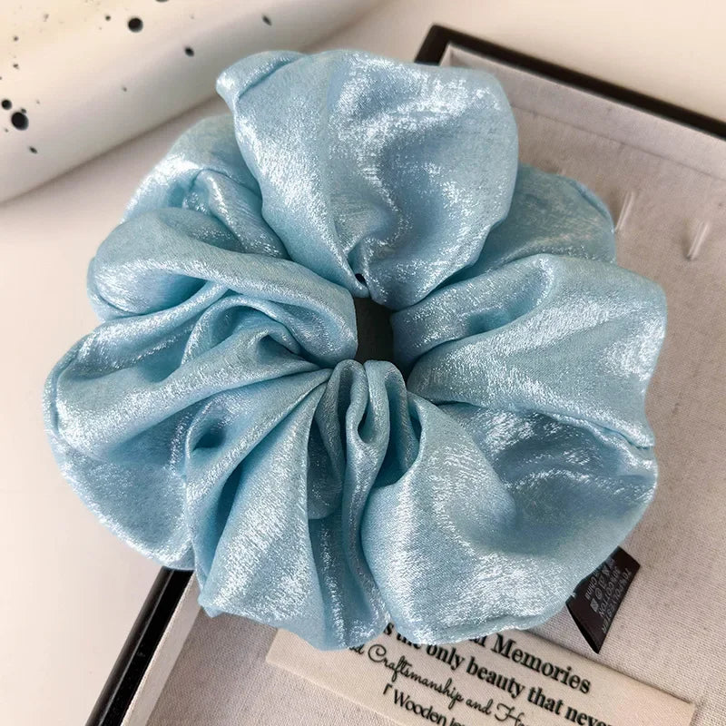 Oversized Glossy Silk Scrunchies - Piña Colada