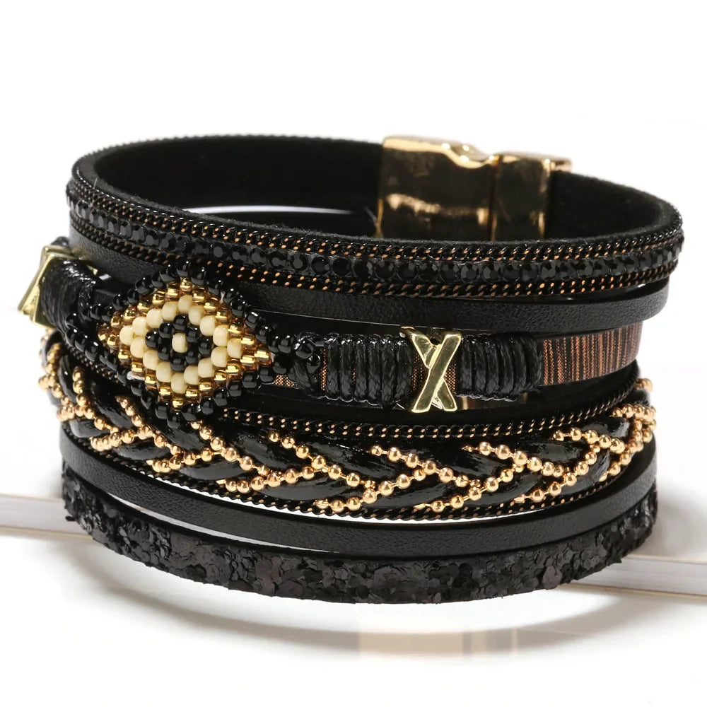 Handwoven Leather Bracelet - Piña Colada