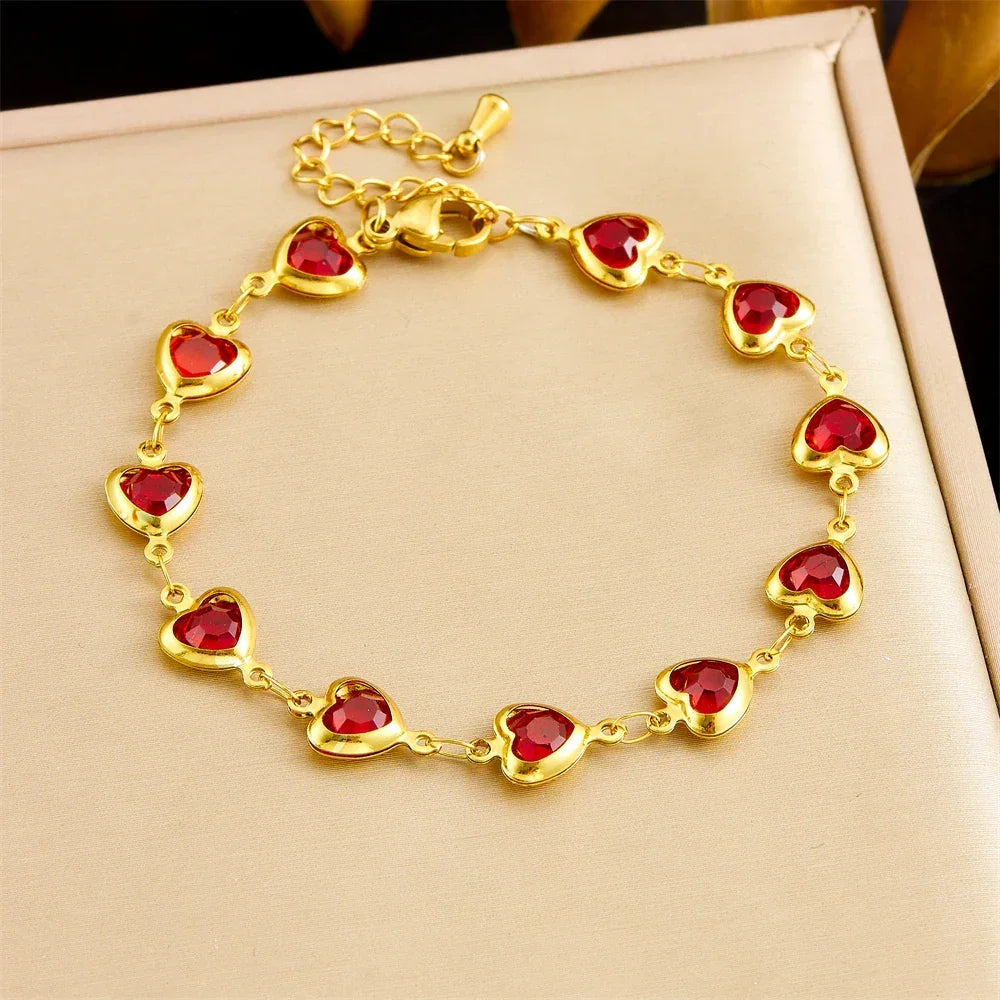 316L Stainless Steell Colour Heart Rhinestones - Piña Colada