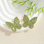 Colorful Crystal Butterfly Stud Earrings - Piña Colada