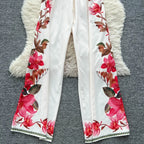 Vintage Printed Jumpsuit for Women – Full-Length Summer Romper with Mid Waist - Piña Colada