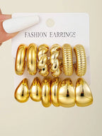 12pcs/Set Classic Twist C Shape Earrings - Piña Colada