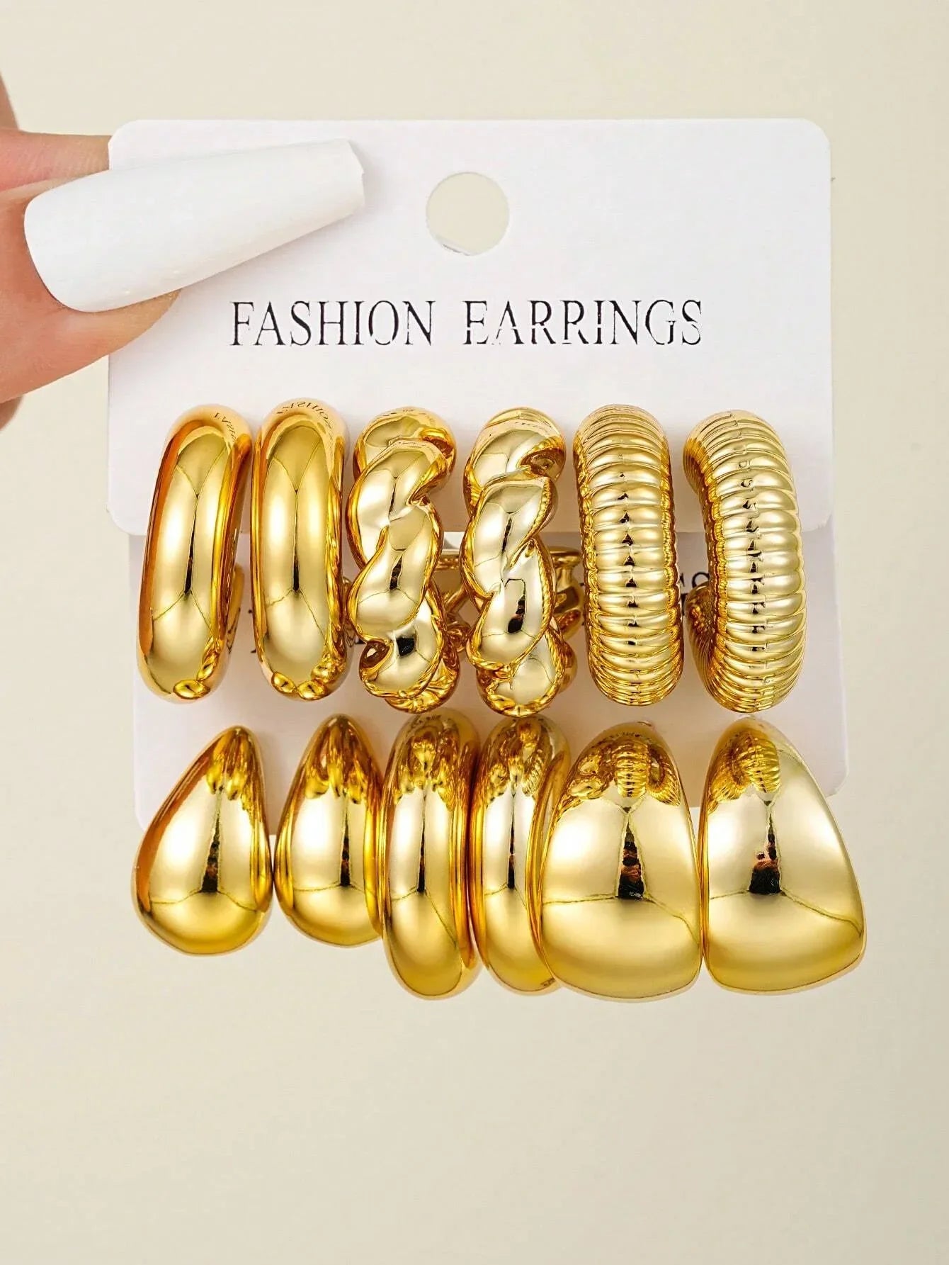 12pcs/Set Classic Twist C Shape Earrings - Piña Colada