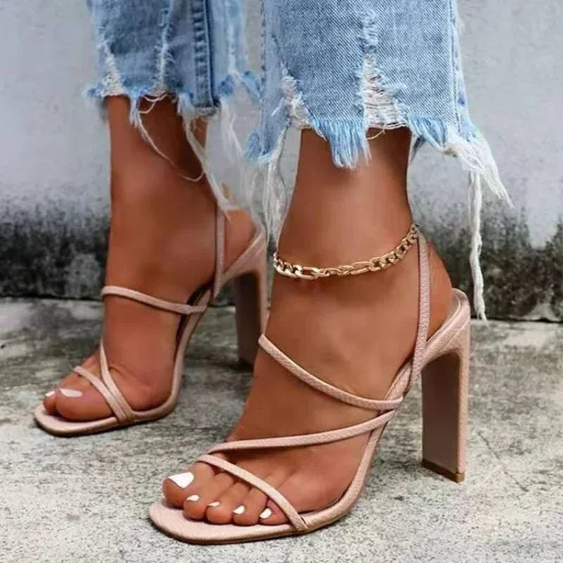 Thick Heel Sandals - Piña Colada