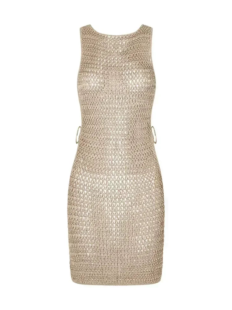 One Neck Cut Out Circle Beach Mini Dress - Piña Colada