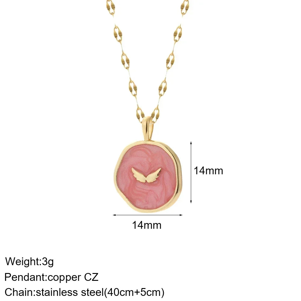 Gold Pendant Long Stainless Steel Chains - Piña Colada