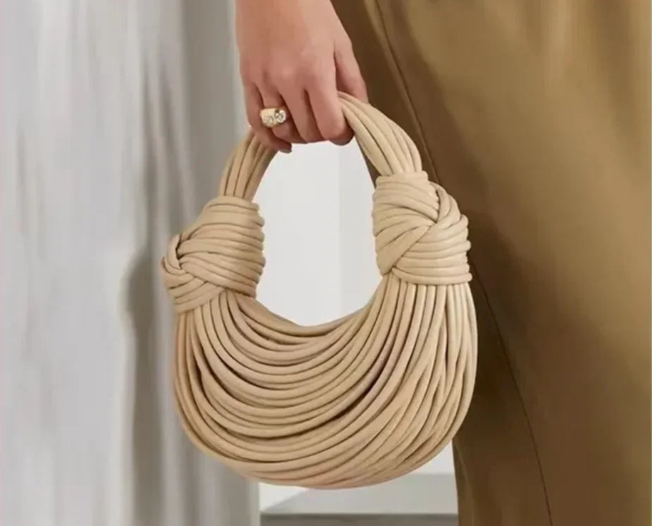 Gold Knotted Noodle Shoulder Bag – Luxury PU Hobo Clutch - Piña Colada