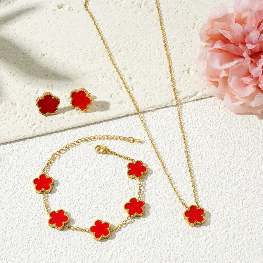Flower Stainless Steel Jewelry Set for Women - Piña Colada