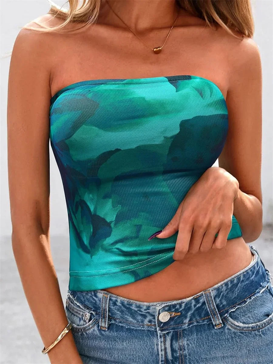 Print Tube Top Strapless - Piña Colada