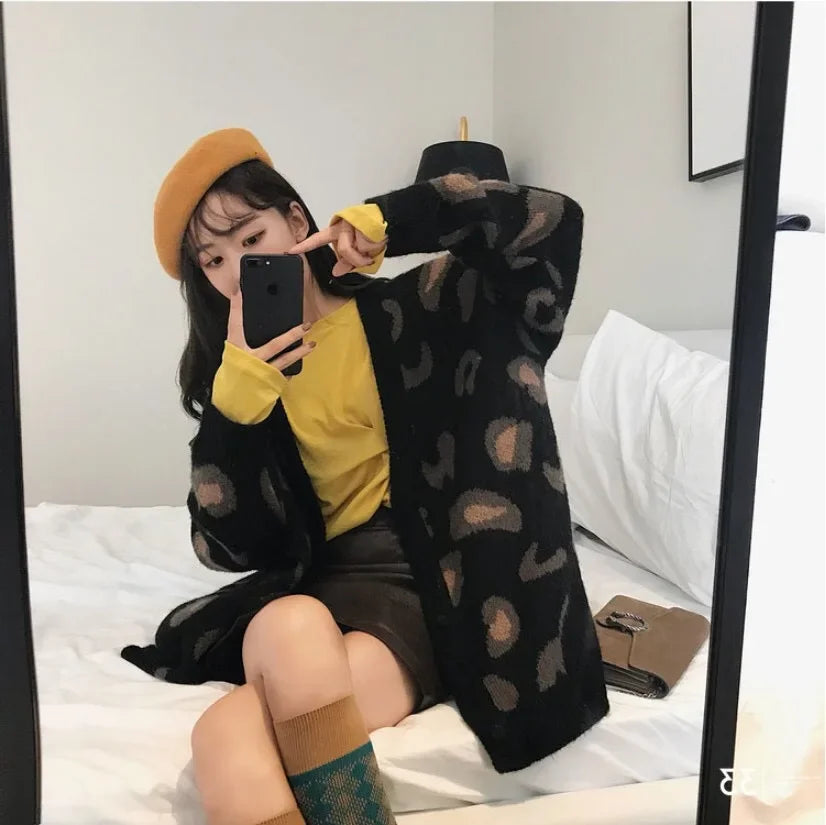 Leopard Print Sweater - Piña Colada