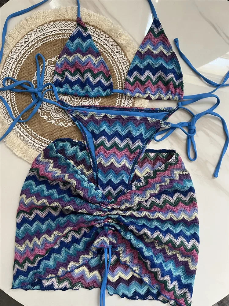 Swimsuit Colored Knitted Bikini - Piña Colada