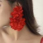 Red Big Flower Drop Earrings - Piña Colada