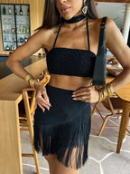 Tassel Bandeau Top & Skirt Set - Piña Colada