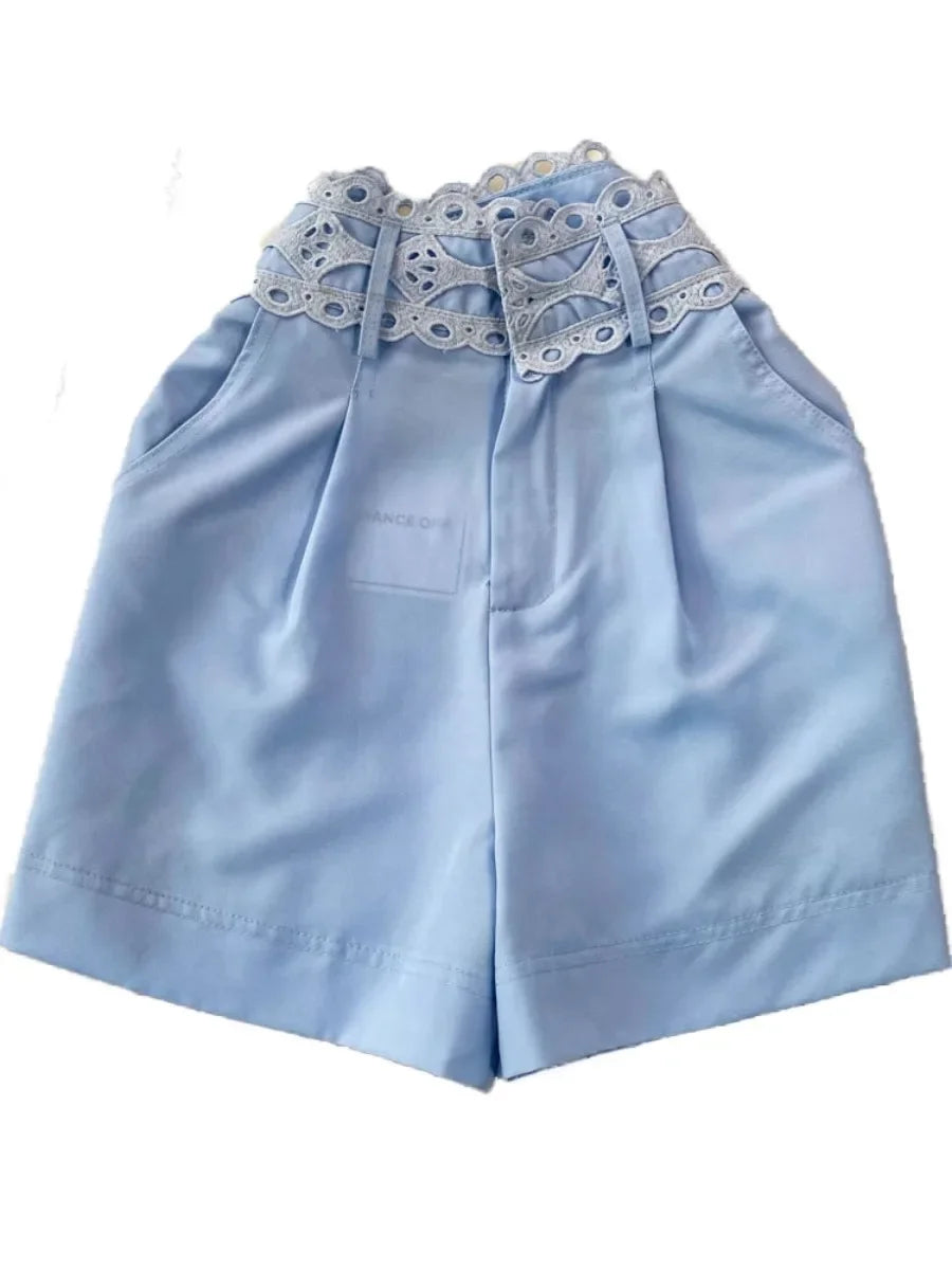 High-Rise Wide Leg Shorts - Piña Colada