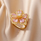 Rings Gold Plated Colorful Stone - Piña Colada