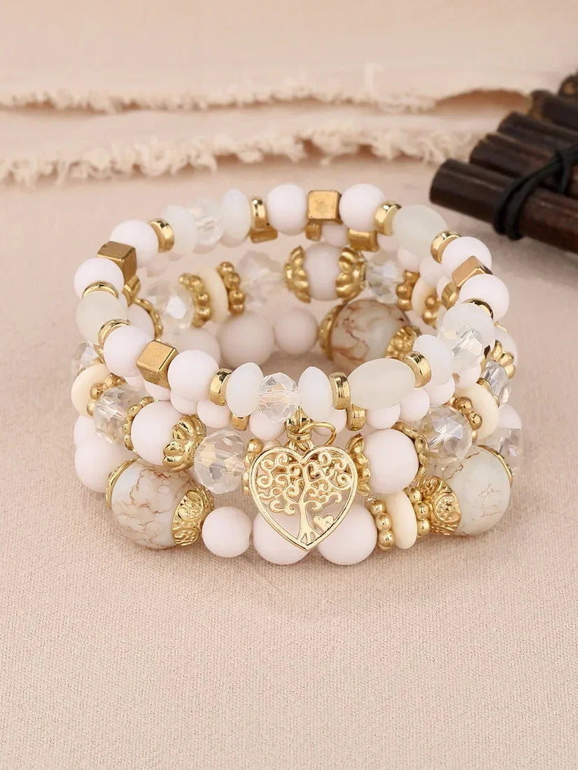 Boho Acrylic Beads Bracelet Set - Piña Colada