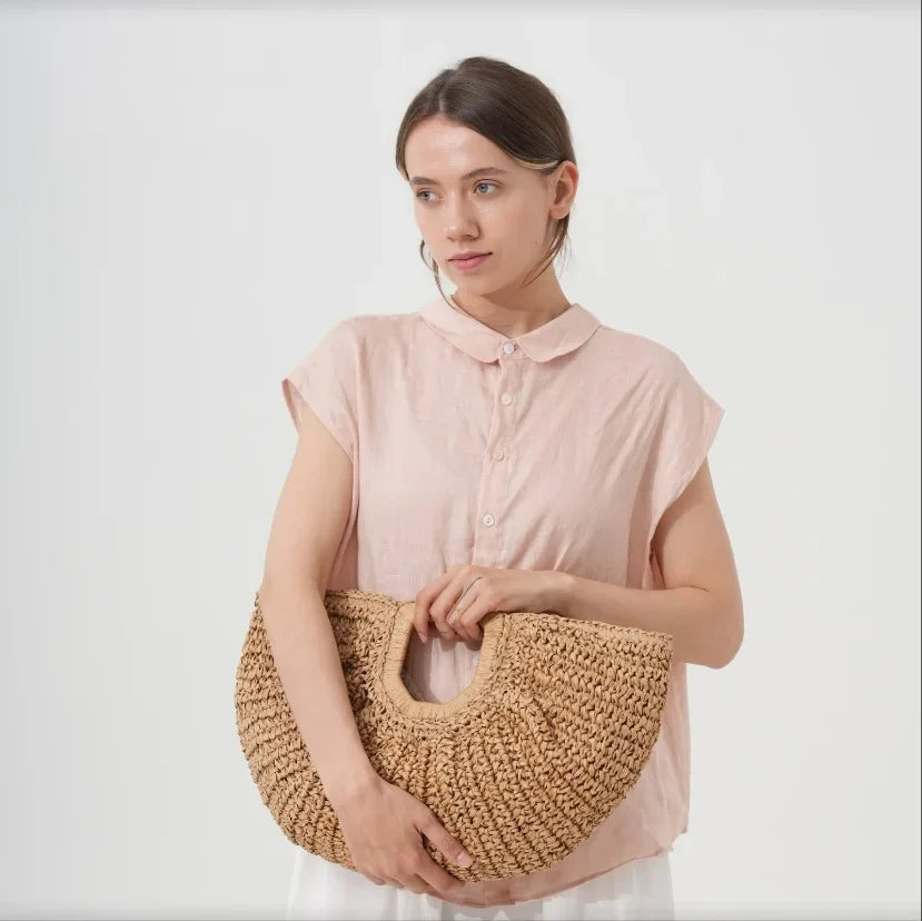 Natural Straw Clutch - Piña Colada