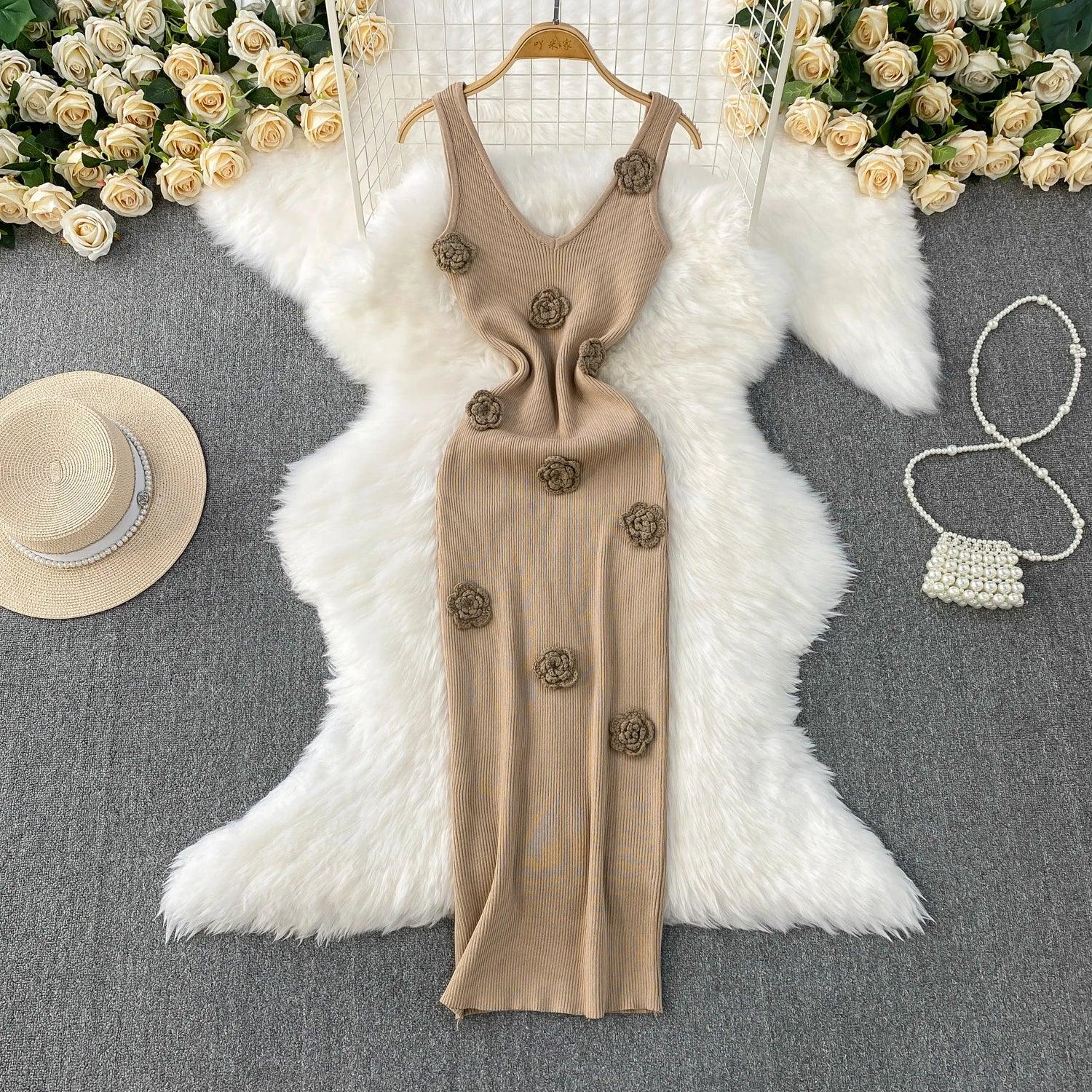 Chic Off Bodycon Dress Wrap Knitted - Piña Colada