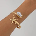 Bohemia Geometric Pearl Opening Adjustable Bracelet - Piña Colada