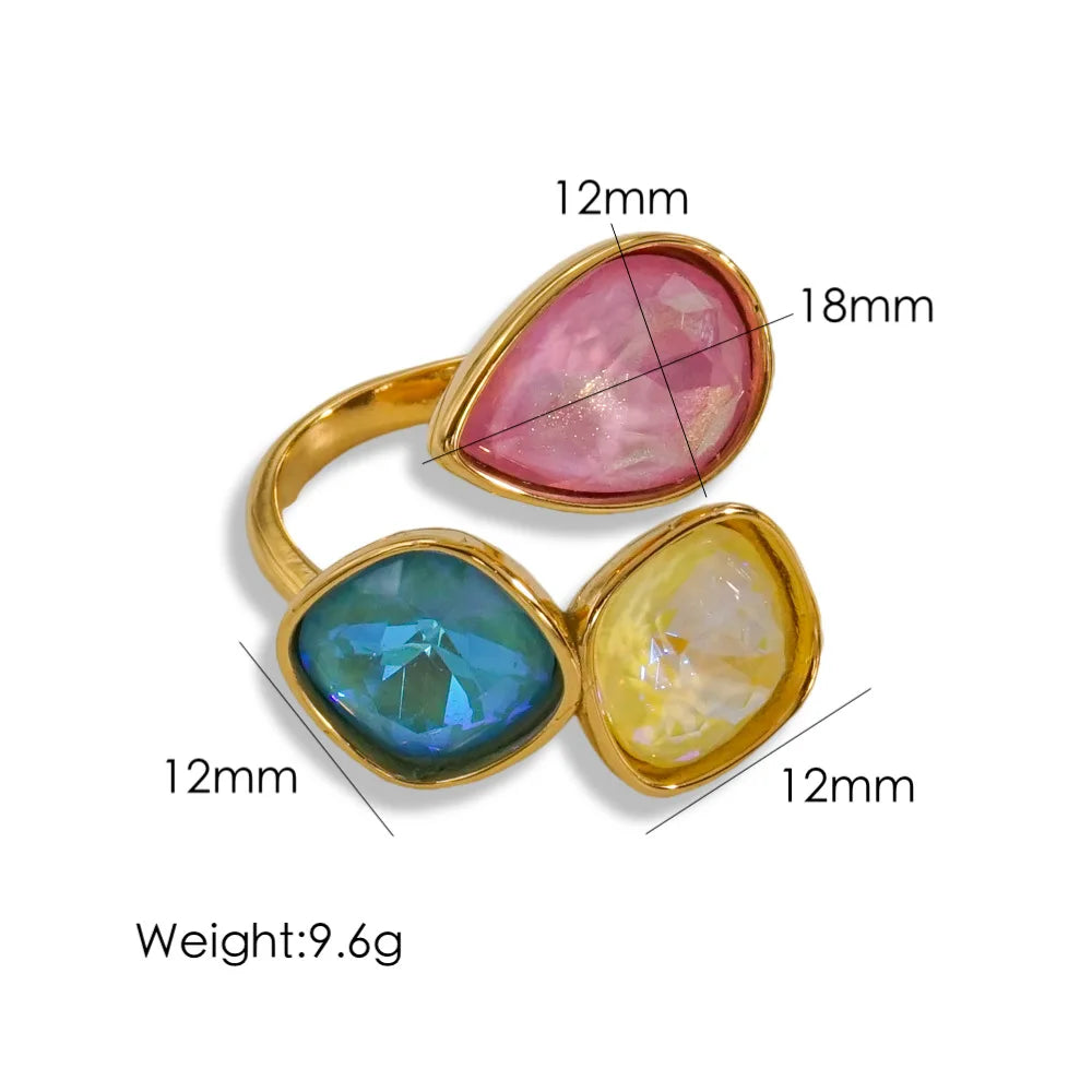 Gold Zircon Adjustable Ring