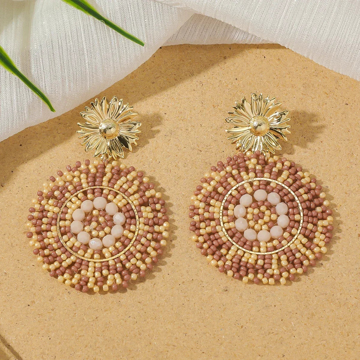 Boho Ethnic Irregular Flower Seed Beads - Piña Colada