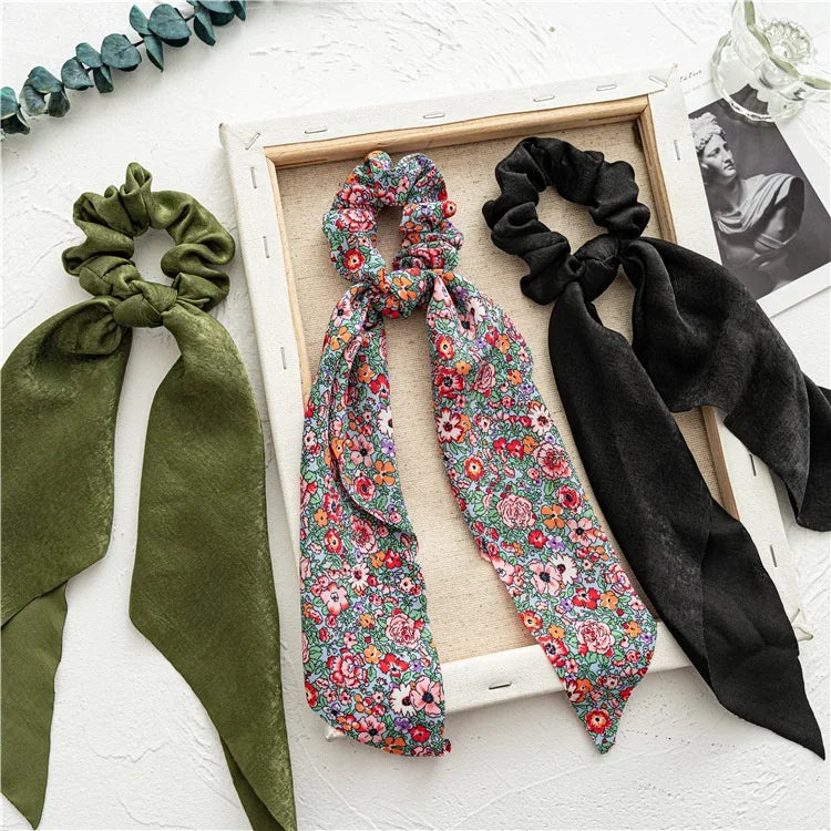 Print Bow Satin Long Ribbon - Piña Colada