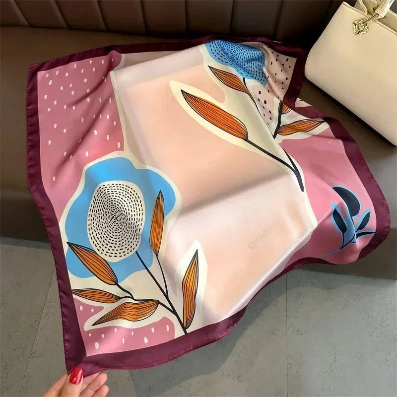 Silk Scarf Square Hairbands Flower - Piña Colada