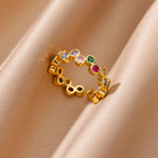 Gold Heart Zircon Ring – Stainless Steel Geometric - Piña Colada