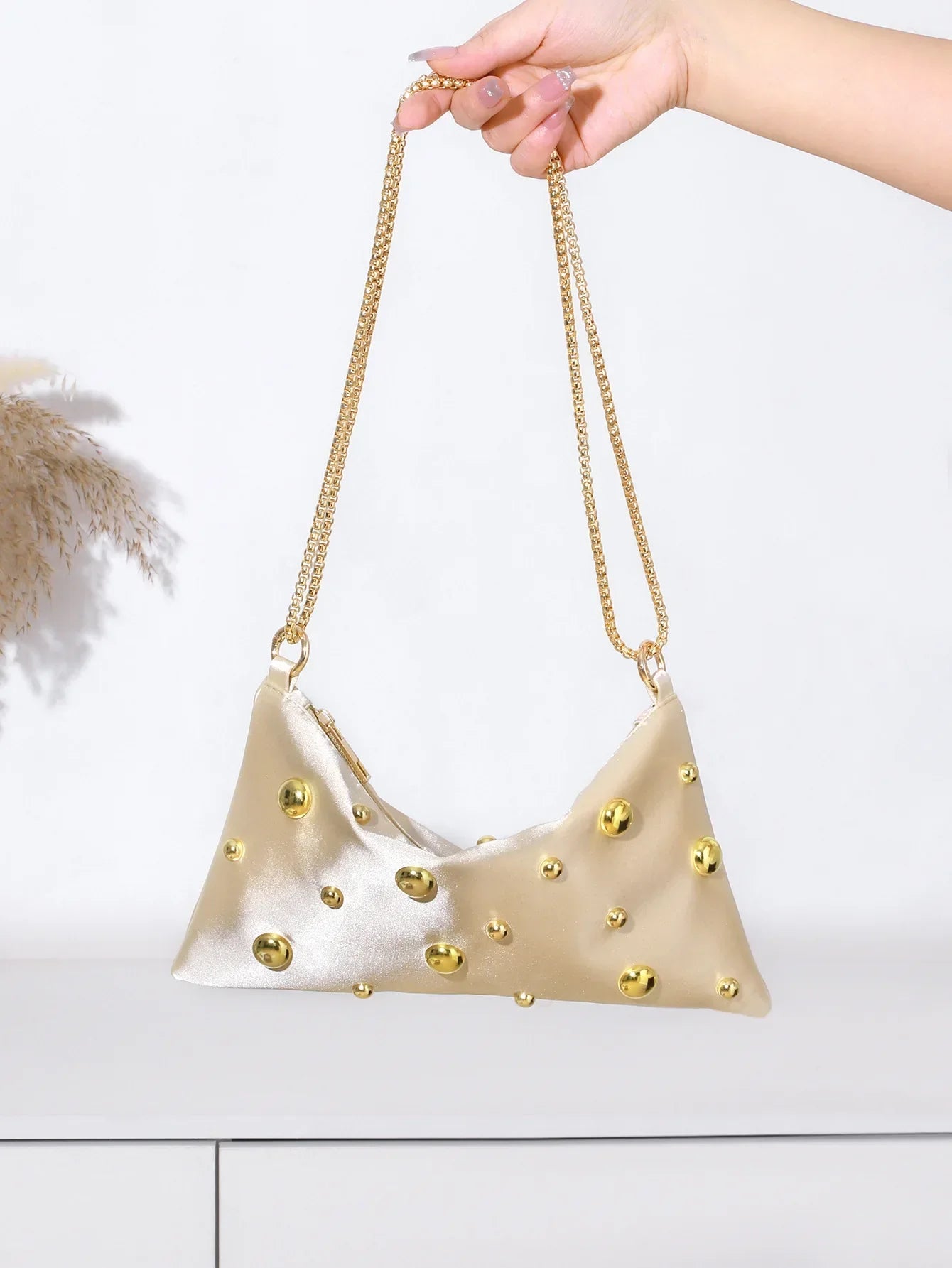 Women's Handbags Soft Satin Shoulder Chain Bag - Piña Colada