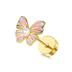 Moon-Shaped Screw-Back Stud Earring - Piña Colada