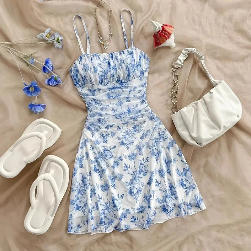 Floral Mini Dress Fashion - Piña Colada
