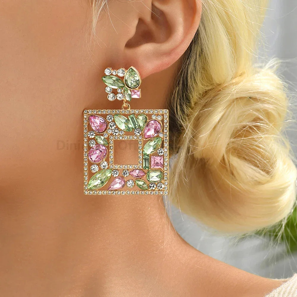 Colorful Crystal Earrings - Piña Colada