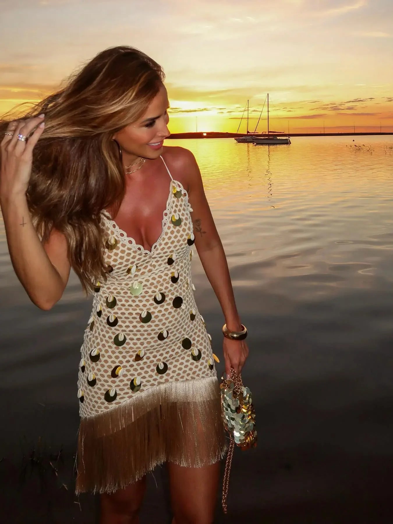 Tassel Halter Mini Dress - Piña Colada