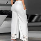 Hollow Crochet Detail Set – Casual Loose Fit Two-Piece - Piña Colada