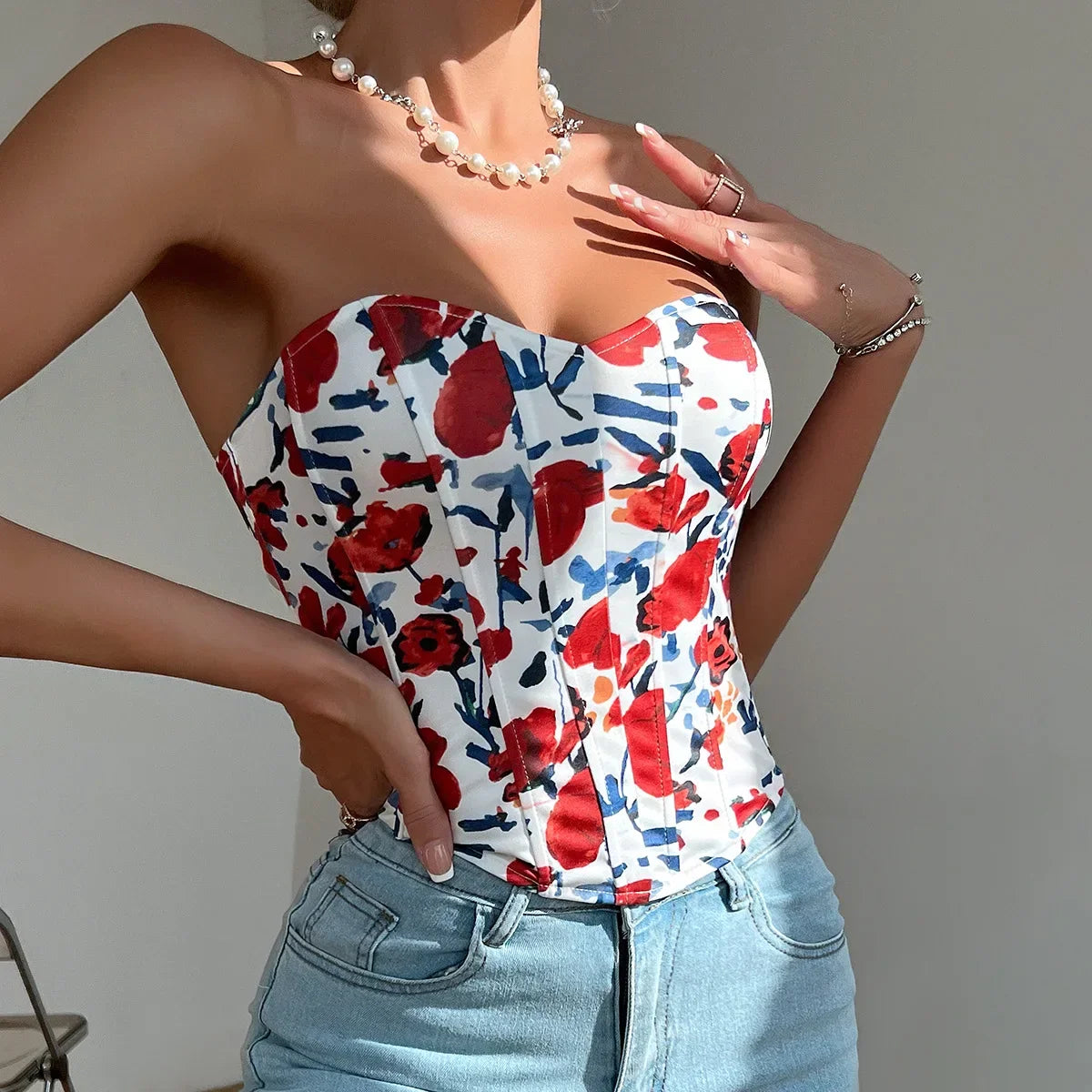 Off Shoulder Tank Top Low Cut Open Back - Piña Colada