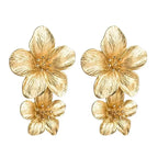 Metal Leaf Stud Earrings - Piña Colada