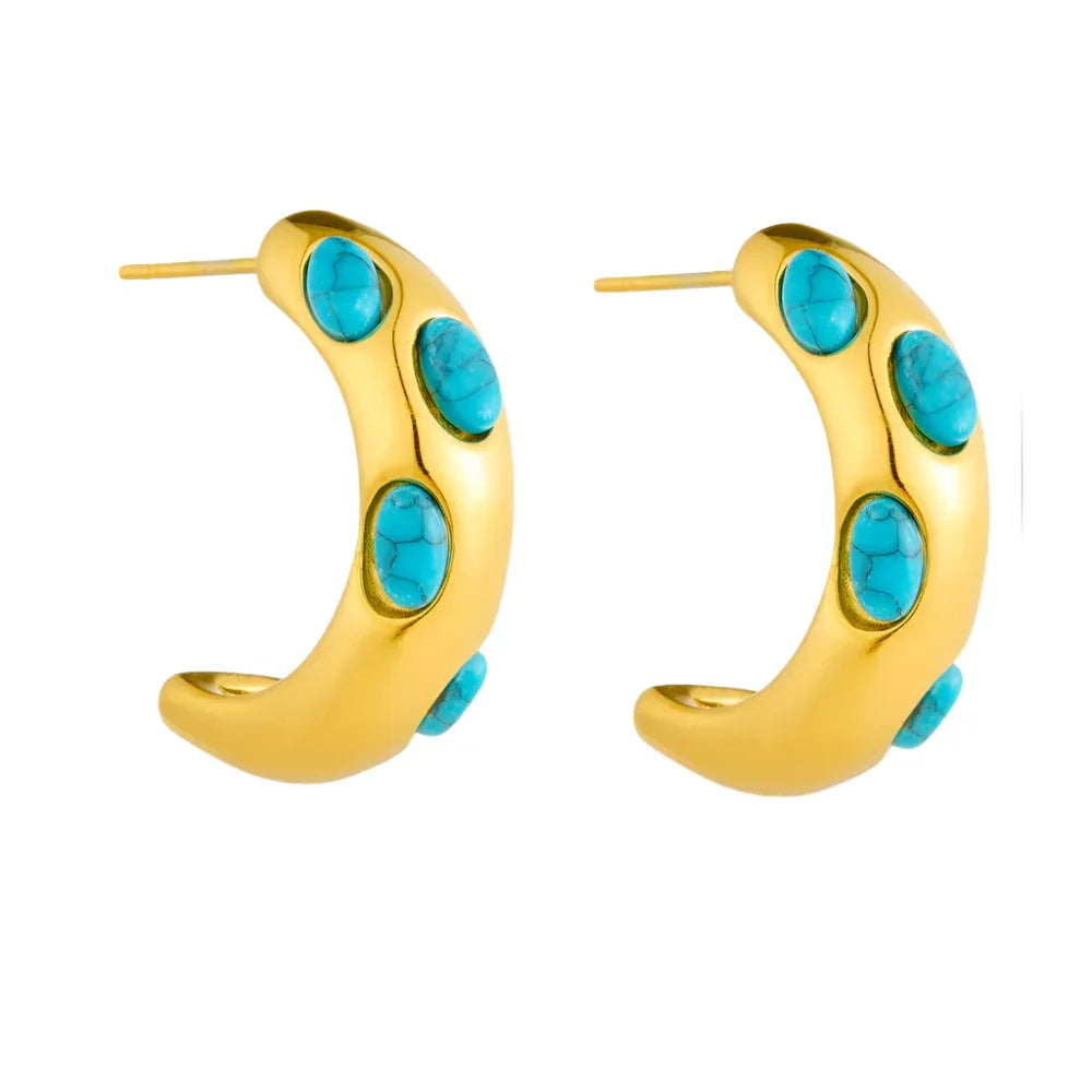 316L Stainless Steel Golden Turquoise Pendant - Piña Colada