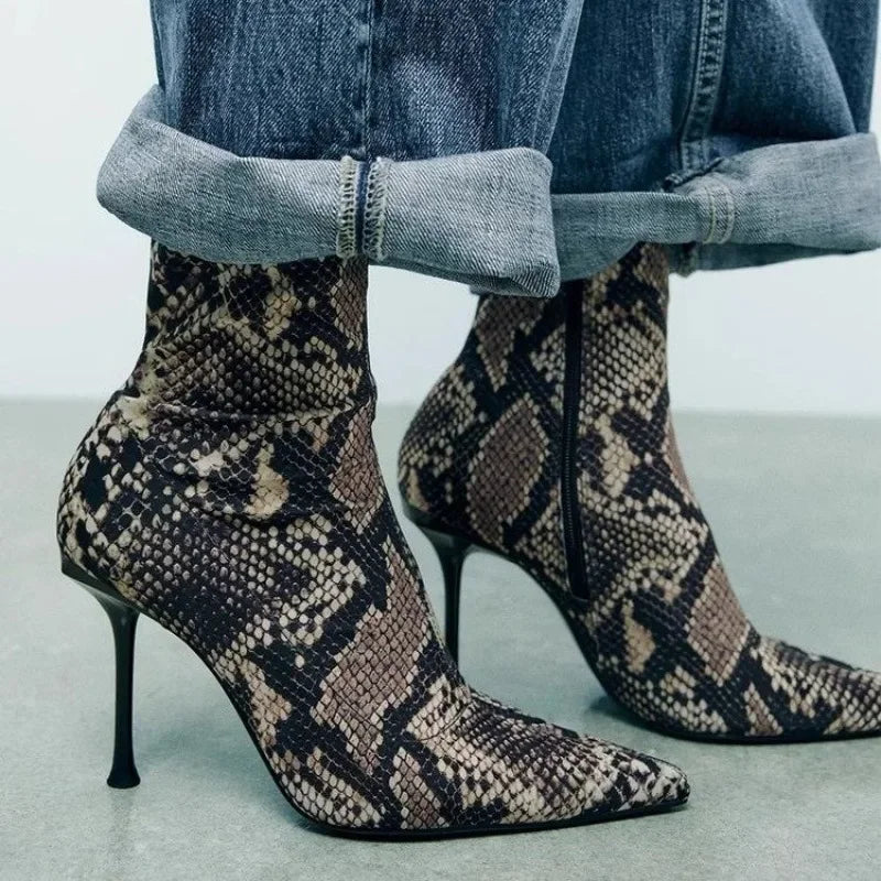 Pointed Toe Snake Side Zipper Anti-Slip - Piña Colada