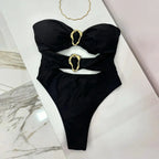 Metal Rings Cut Out Swimwear - Piña Colada