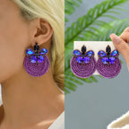 Vintage Rhinestone Round Drop Earrings - Piña Colada