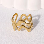 Stainless Steel Irregular Wave Ring - Piña Colada