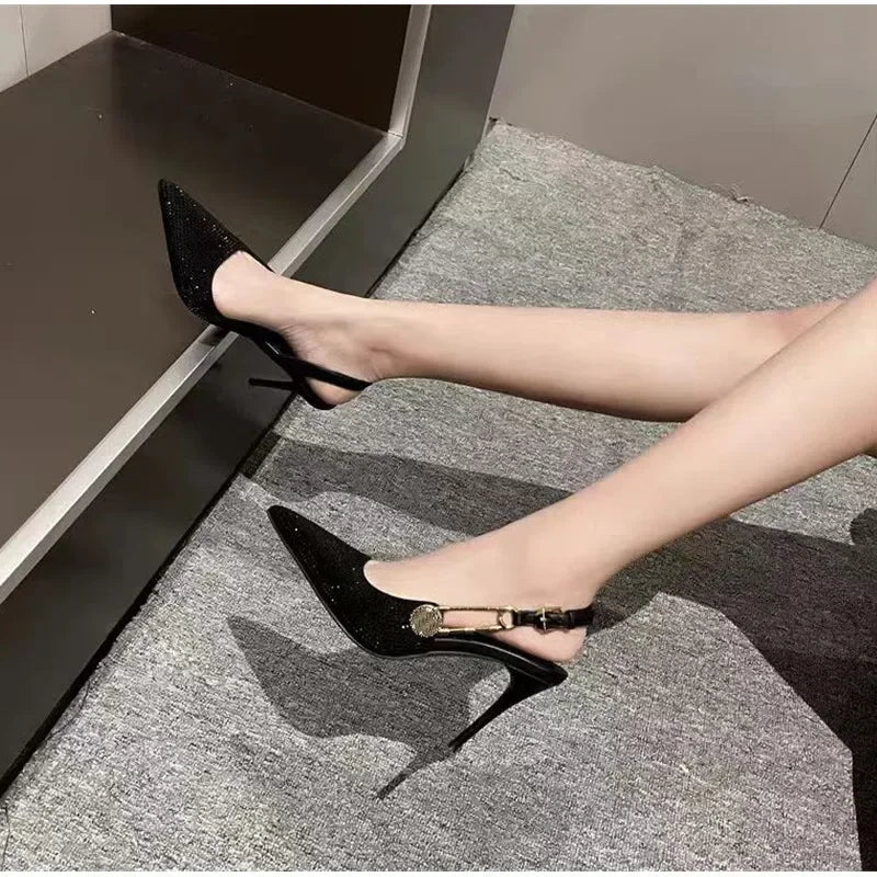 Satin Slingback Heels – Elegant 9.6cm Pointed Toe Pumps - Piña Colada