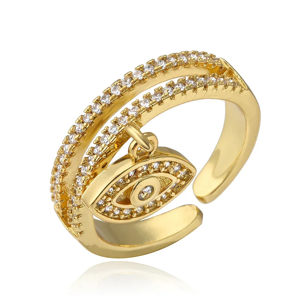 Hollowed out Evil Eye Ring - Piña Colada