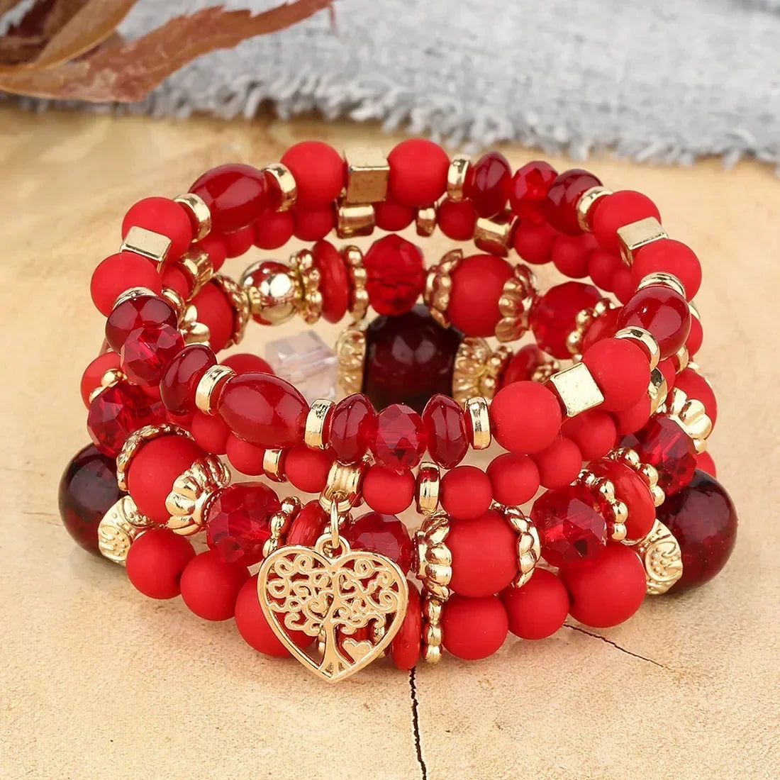 Boho Acrylic Beads Bracelet Set - Piña Colada